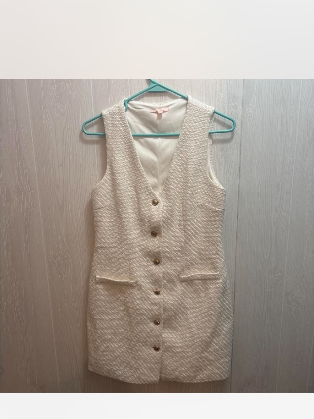 BeBop White Textured Button-Front Mini Dress